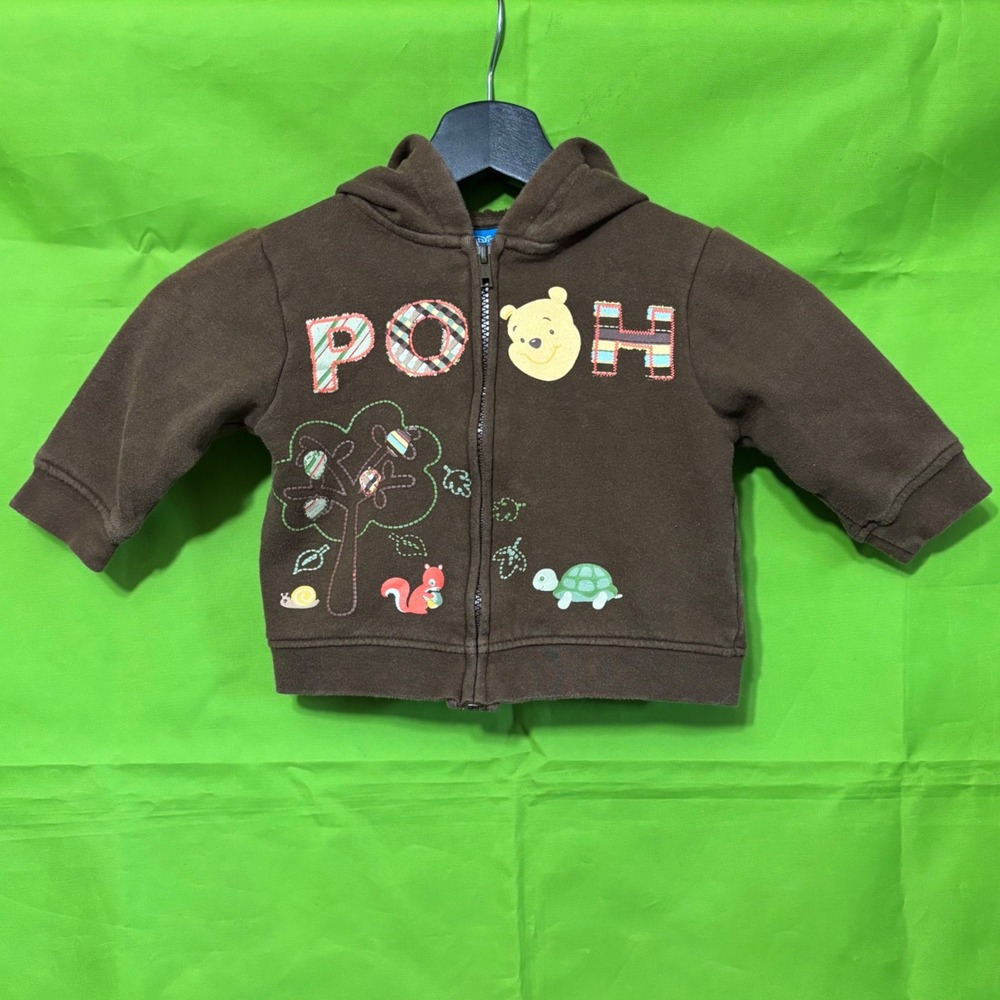 Disney Winnie the Pooh Brown Zip Up Hoodie Boys 12M Character Ears WPL 12058